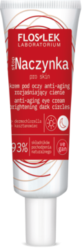 Flos-Lek Naczynka anti-aging eye cream w białej tubce z czerwoną etykietą, widok z przodu.