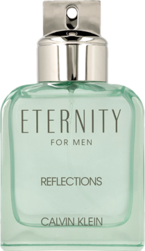 Calvin Klein Eternity Reflections, męska woda toaletowa w smukłej, jasnozielonej butelce ze srebrnym korkiem.