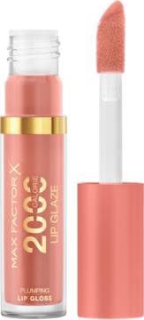 Max Factor 2000 Calorie Lip Glaze błyszczyk powiększający usta Guava Flair w brzoskwiniowym odcieniu z aplikatorem.
