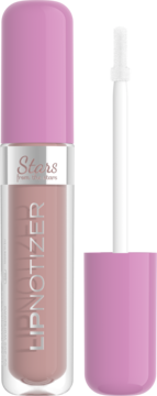 Błyszczyk Stars from the Stars Lipnotizer, otwarty, z różową zakrętką i beżowym płynem, widoczny aplikator.