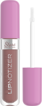 Błyszczyk Stars from the Stars Lipnotizer, plumping, w przezroczystej butelce z różową nakrętką. Aplikator obok.