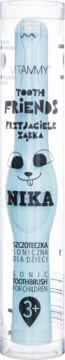 Vitammy Tooth Friends Nika, jasnoniebieska szczoteczka soniczna dla dzieci 3+ z wizerunkiem królika, widok z przodu.
