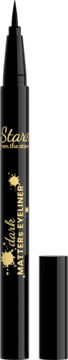 Czarny eyeliner w pisaku Stars from the stars Dark Matters z otwartą skuwką, widoczny precyzyjny aplikator.