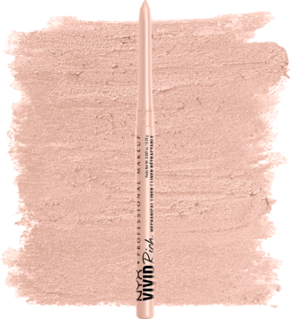 NYX Vivid Rich automatyczna kredka do oczu 02 Quartz Queen w metalicznym odcieniu nude na kremowym swatche.