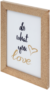 Ramka na zdjęcie 13x18 cm, jasnobrązowa, o teksturze, z białym środkiem i czarno-złotym napisem "do what you love".