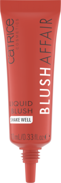 Catrice Blush Affair Róż w płynie 020, matowa tubka w odcieniu ceglanej czerwieni, widok z przodu.