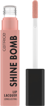 Różowy lakier do ust Catrice Shine Bomb 010 French Silk z aplikatorem, widok z przodu, błyszczące wykończenie.