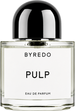 Byredo Pulp woda perfumowana, charakterystyczny, prosty flakon Byredo z czarną nakrętką, widok z przodu.