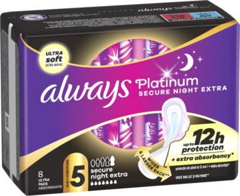 ALWAYS Platinum  ,podpaski higieniczne na noc, Secure Night Extra,kompozycja-2
