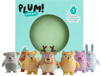 PLUM! CZYŚCIOCHOWO ,kula do kąpieli z zabawką, różne kolory,kompozycja-2