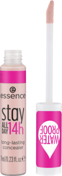Długotrwały korektor Essence Stay All Day 14h w kolorze light rose, otwarty z aplikatorem.