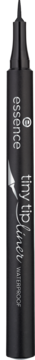 Wodoodporny eyeliner Essence Tiny Tip Liner w czerni, z cienką precyzyjną końcówką, matowe wykończenie.