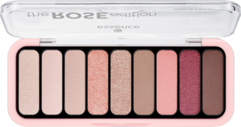 Otwarta paleta cieni Essence The Rose Edition, 9 matowych i perłowych odcieni nude i różu do dziennego makijażu.