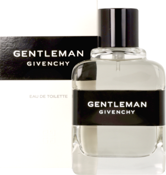 Woda toaletowa Givenchy Gentleman, butelka z czarną etykietą i pudełkiem z napisem GENTLEMAN.