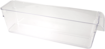 Przezroczysty plastikowy organizer Rotho Loft Cooling 1.6L do lodówki, widok pod kątem.