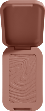 NYX Buttermelt bronzer Deserve Butta w otwartym, brązowym opakowaniu, z pudrem o falistym wzorze, widok z góry.