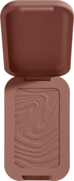 NYX Buttermelt bronzer Butta Biscuit w otwartym, brązowym kompakcie, z pudrem o rzeźbionym, falistym wzorze.
