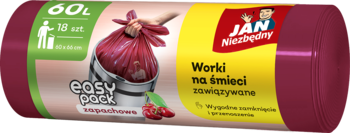 JAN NIEZBĘDNY Easy Pack ,worki na śmieci, zawiązywane, 60 L, Wiśniowe,kompozycja-2