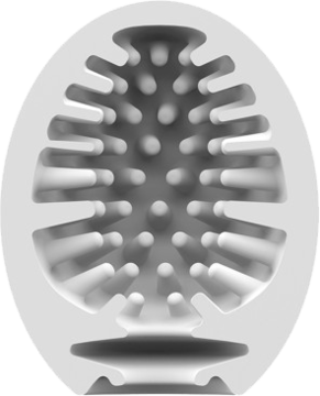 Satisfyer Masturbator Egg Naughty: jasne, teksturowane wnętrze z wypustkami dla intensywnej stymulacji.