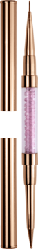 Sonda do paznokci KillyS 2w1 rose gold, z przezroczystą sekcją i fioletowymi cyrkoniami, obok skuwka.