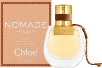 Woda perfumowana Chloé Nomade Jasmin Naturel Intense: butelka z plecionym sznurkiem i pudełko, 100% naturalna.