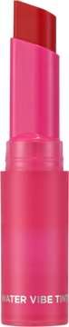 Holika Holika Water Vibe Tint 02 Gulp, różowy wysuwany sztyft z czerwoną końcówką, napis, pionowy widok.