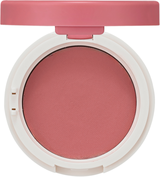Otwarty róż Holika Holika Jelly Dough Blusher Rose Jelly w białym, okrągłym kompakcie, widok z góry.