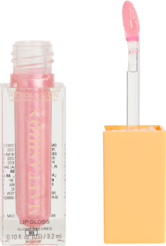 Różowy błyszczyk Shimmer Gloss Maffashion w przezroczystej tubce z wyciągniętym aplikatorem.