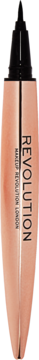 Różowozłoty eyeliner w pisaku Revolution Renaissance Flick z czarną nakrętką, widok z przodu.