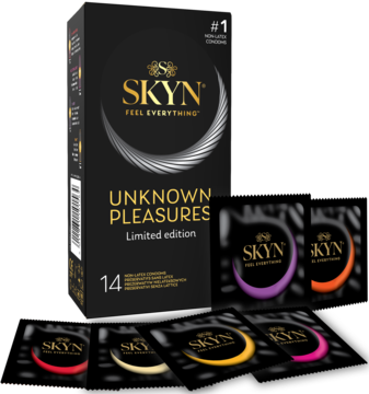 SKYN Unknown Pleasures+ ,prezerwatywy, limited edition,kompozycja-2