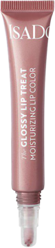 IsaDora Glossy Lip Treat 63 Rooibos Blush, nawilżający błyszczyk w różowej tubce z odkrytą końcówką.