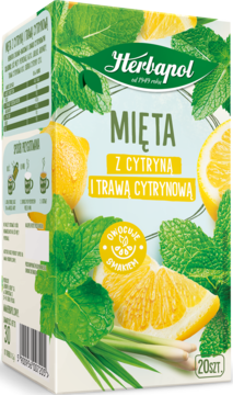 HERBAPOL ,herbata ziołowo-owocowa,  mięta z cytryną i trawą cytrynową,kompozycja-2