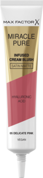 MAX FACTOR Miracle Pure Satin Matte,róż do policzków, w kremie, z kwasem hialuronowym, nr 05 Delicate Pink,kompozycja-1