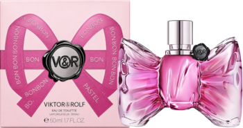 Zapach damski Bonbon Viktor & Rolf EDT: różowa butelka w kształcie kokardy i pasujące pudełko. Słodkie doznania.