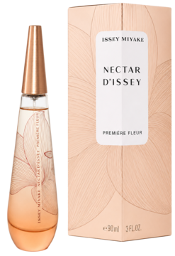 Issey Miyake Nectar D'Issey woda perfumowana dla kobiet. Różowy flakon i pudełko z kwiatowym wzorem.