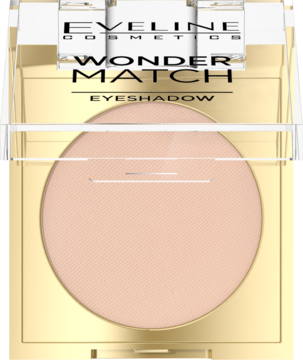 Eveline Wonder Match Eyeshadow Base, matowy cień w złotym etui. Jasnobeżowy kolor, widok z przodu.