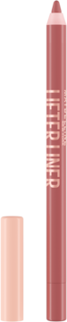 Maybelline Lifter Liner 007 Big Lift, różowa kredka do ust, pionowo ustawiona z jasną nakrętką obok.