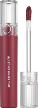 Błyszczyk do ust Rom&nd Glasting Water Tint 05 Rose Splash. Bordowy, z butelką i aplikatorem.