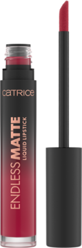 Matowa pomadka Catrice Endless Matte Liquid Lipstick w odcieniu Love Potion, butelka z aplikatorem, kolor bordowej czerwieni.