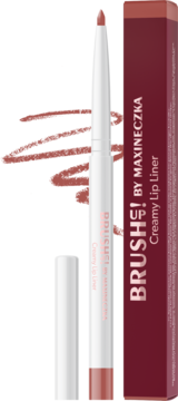 Kremowa konturówka Brush UP! Maxineczka nr 07 Rose Nude, z wysuniętym rysikiem, obok pudełka.