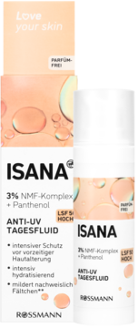 ISANA Love Your Skin ,fluid przeciwzmarszczkowy, na dzień, SPF 50,kompozycja-2