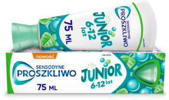 Pasta Sensodyne ProSzkliwo Junior 75ml dla dzieci 6-12 lat, biała tubka na kartonie, ochrona szkliwa.