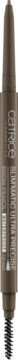 Catrice Slim'Matic Ultra Precise 035 Ash Brown, brązowa automatyczna kredka do brwi, pionowy widok ze szczoteczką.