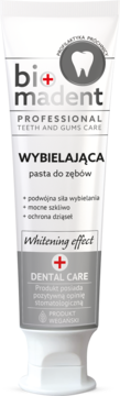 Wybielająca pasta do zębów Bio Madent Professional w białej tubie z szarymi akcentami, widok frontalny.