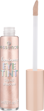 Essence Luminous Eye Tint Gleaming Charm, połyskujący cień do powiek w płynie z wyciągniętym aplikatorem.