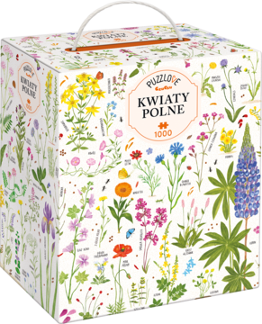 Puzzlove Kwiaty Polne, 1000 el. puzzle w białym pudle, z kolorową grafiką polnych kwiatów.