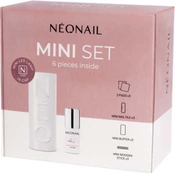 NEONAIL ,zestaw do manicure hybrydowego + mini lampa UV White,kompozycja-2