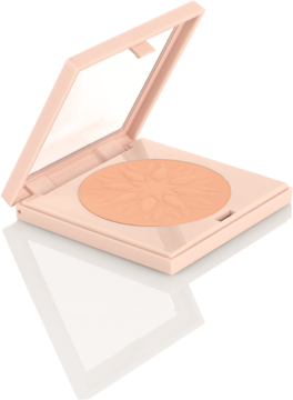 Matujący puder Show Your Purity nr 101, otwarty, jasnoróżowe opakowanie z tłoczonym wzorem.