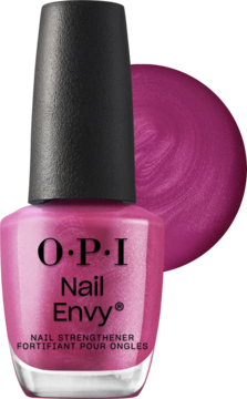OPI Nail Envy Magenta Pink odżywka wzmacniająca do paznokci ze swatchem w tym samym, perłowym odcieniu.