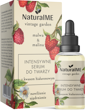 NATURALME Vintage Garden ,serum do twarzy, intensywne, z kwasem hialuronowym, Malwa i Malina,kompozycja-2